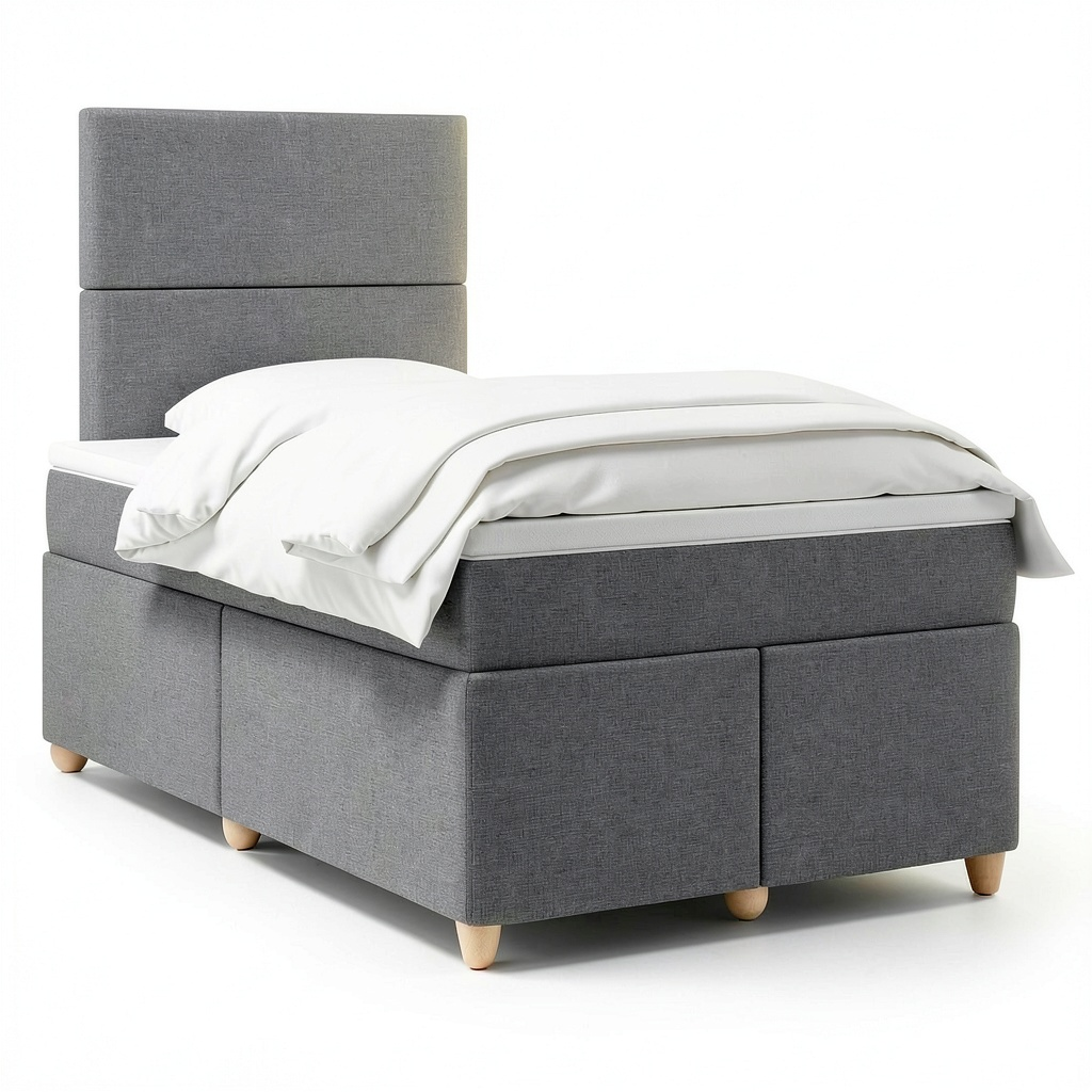 Letto matrimoniale imbottito grigio scuro 120x200 cm con materasso e testiera regolabile
