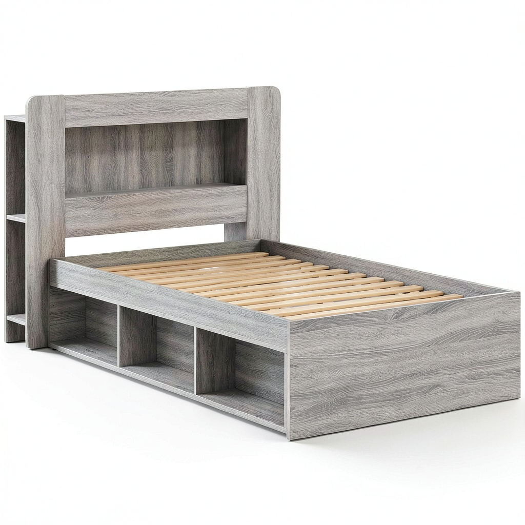 Letto Contenitore Grigio Sonoma 80x200 cm con Cassetti in Legno Robusto