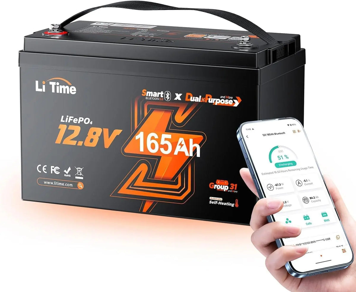 Batteria ricaricabile LiTime - con Bluetooth - 12V, 165Ah