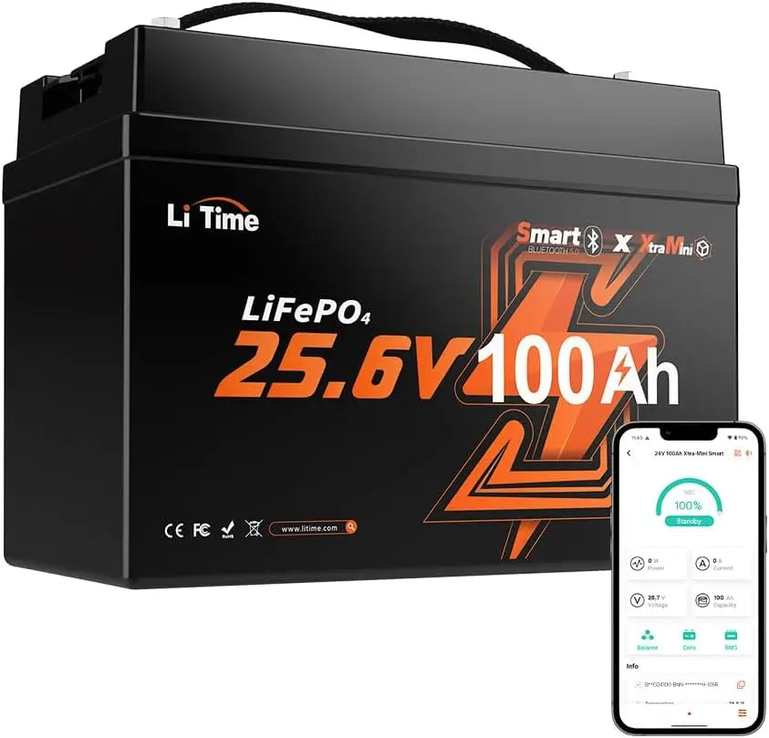 Batteria ricaricabile LiTime - con Bluetooth - 24V, 100Ah