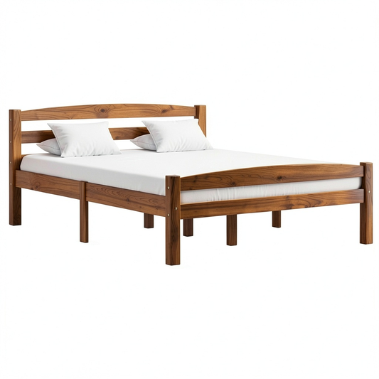 Letto in Legno Massello di Pino con Doghe, Matrimoniale e Singolo, Diverse Dimensioni