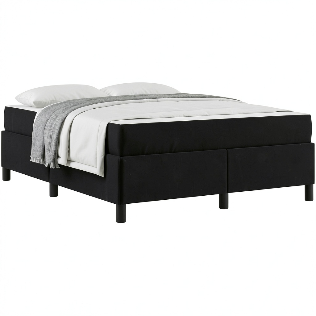 Letto Matrimoniale Nero con Materasso, 160x200 cm, Contenitore e Doghe in Legno e Metallo, Design Moderno, Portata 280 kg