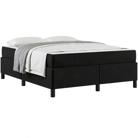 Letto Matrimoniale Nero con Materasso, 160x200 cm, Contenitore e Doghe in Legno e Metallo, Design Moderno, Portata 280 kg
