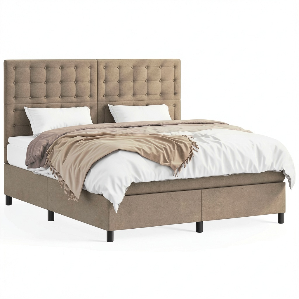 Letto matrimoniale imbottito 160x200 cm con materasso a molle insacchettate e testiera regolabile
