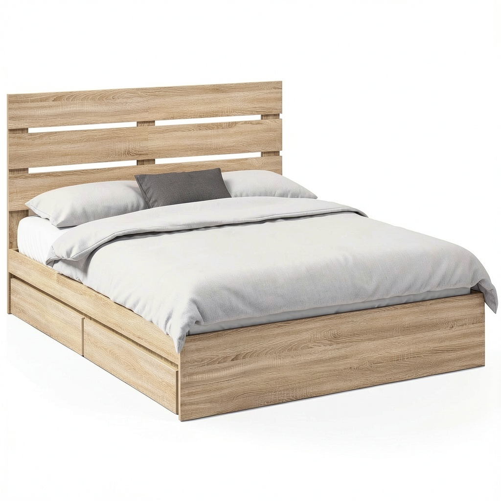 Letto Matrimoniale con Contenitore Rovere Sonoma 160x200 cm, Struttura Moderna con Cassetti, Telaio in Legno, Facile Montaggio, Ideale per Camera