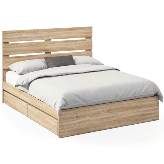 Letto Matrimoniale con Contenitore Rovere Sonoma 160x200 cm, Struttura Moderna con Cassetti, Telaio in Legno, Facile Montaggio, Ideale per Camera