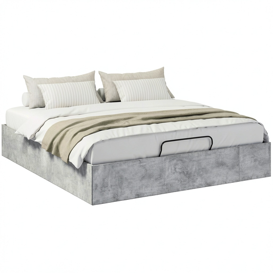 Letto Contenitore in Cemento 203x180 cm con Meccanismo a Gas e Montaggio Semplice