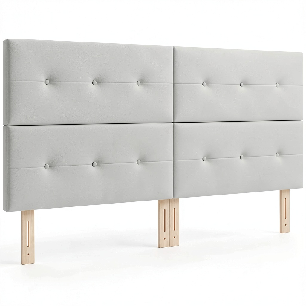 Testiera imbottita regolabile in velluto grigio chiaro 200 cm per letto queen, struttura in legno e poliestere resistente