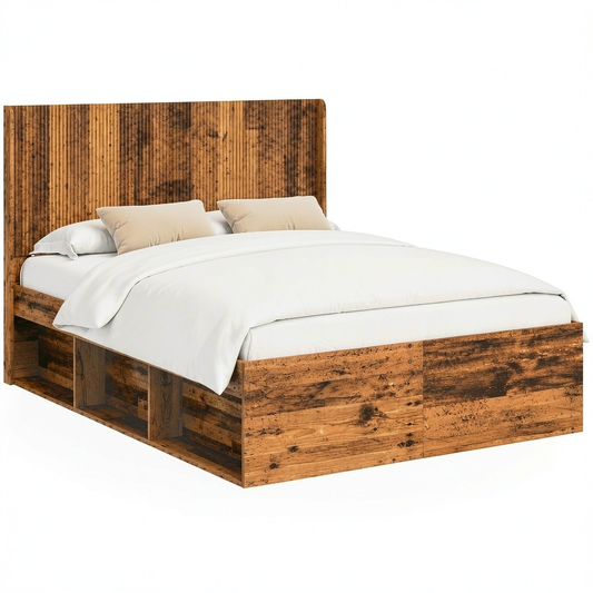 Struttura Letto Singolo/Matrimoniale in Legno Stile Moderno con Contenitore 120x190