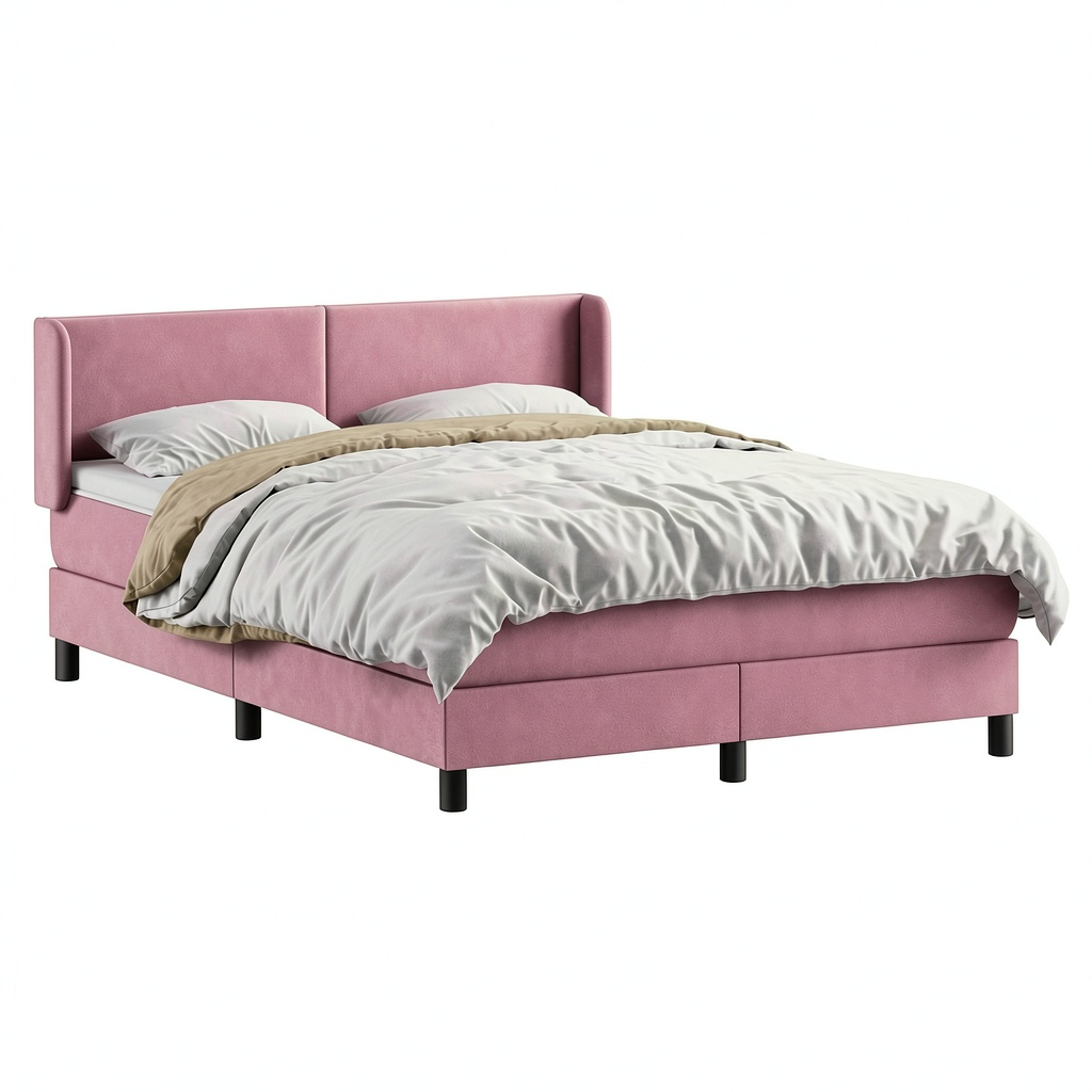 Letto queen size in velluto, 160 x 220 cm, con materasso a molle insacchettate e testiera regolabile