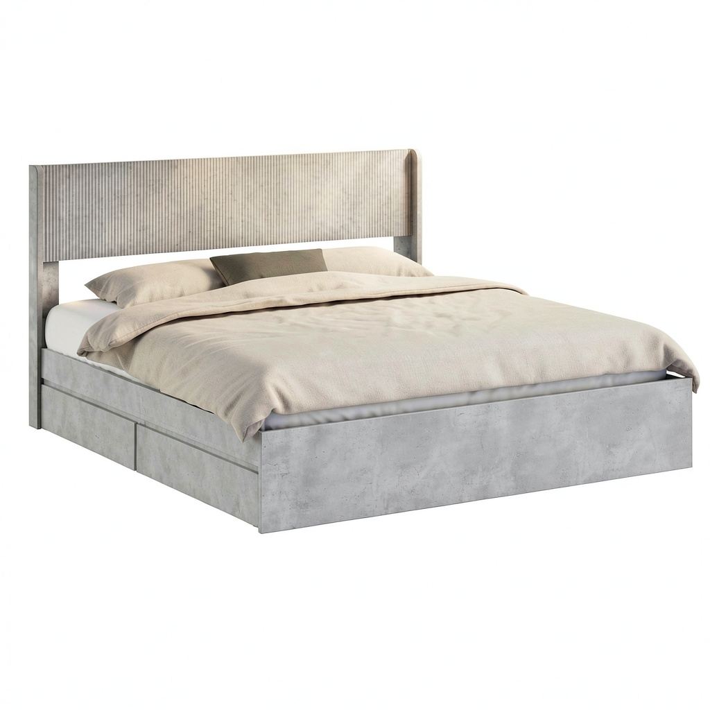 Letto Contenitore Moderno con Ripiani, Struttura in Legno, Base a Doghe 140 cm