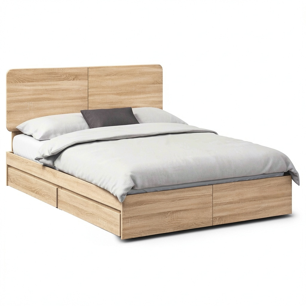 Letto Matrimoniale con Contenitore 160x200 cm Rovere Sonoma