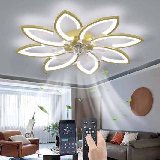 Ventilatore da soffitto Muto - colore Oro - con telecomando, a LED, regolabile - 90CM