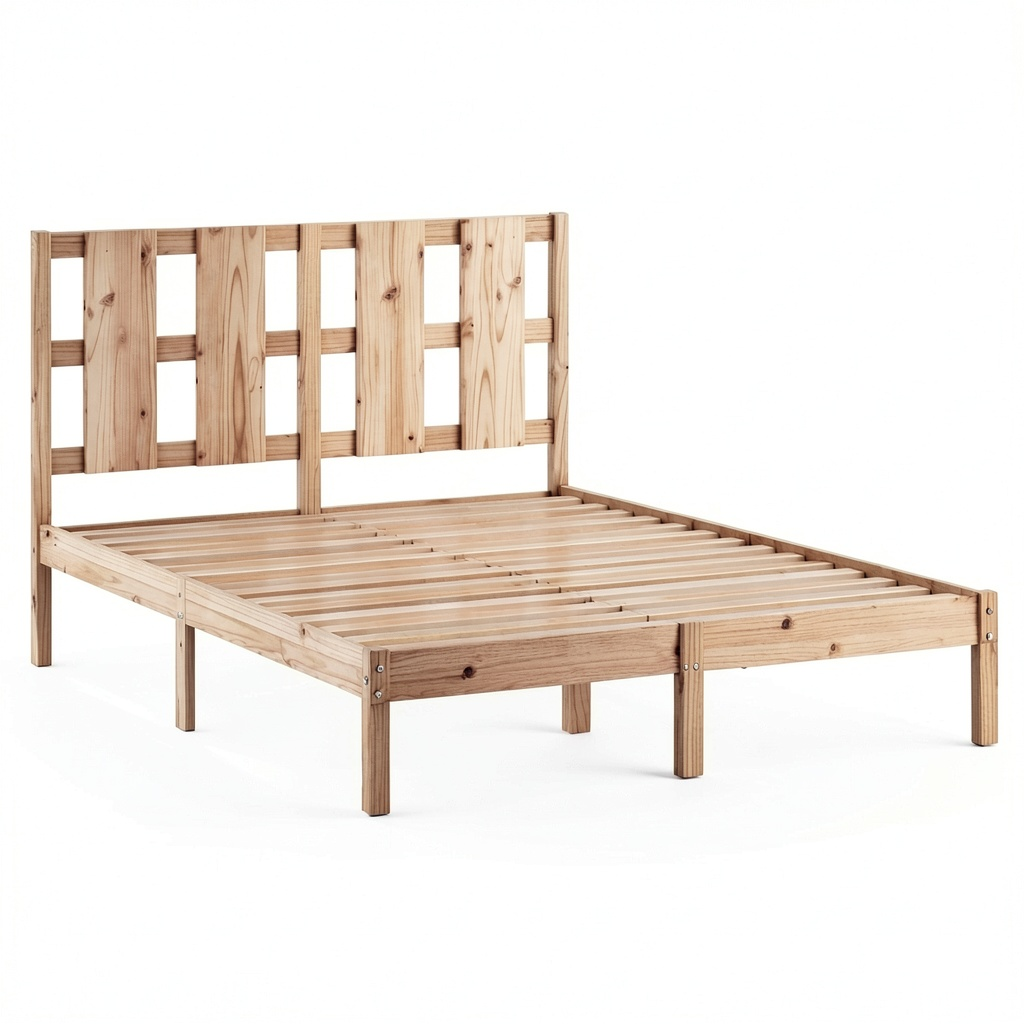 Letto Matrimoniale in Legno Massello 135x190 cm per Camera da Letto