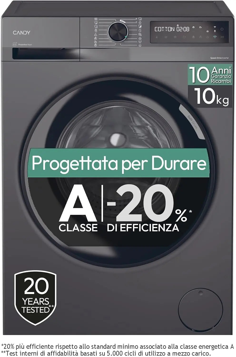 Lavatrice Candy - colore Nero - 10 Kg