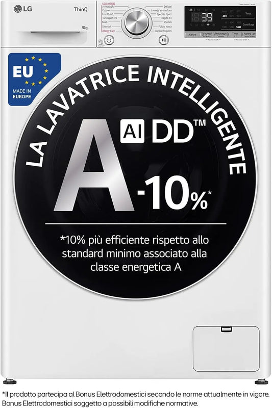 Lavatrice LG AI DD - colore Bianco - con Wi-Fi - 9kg