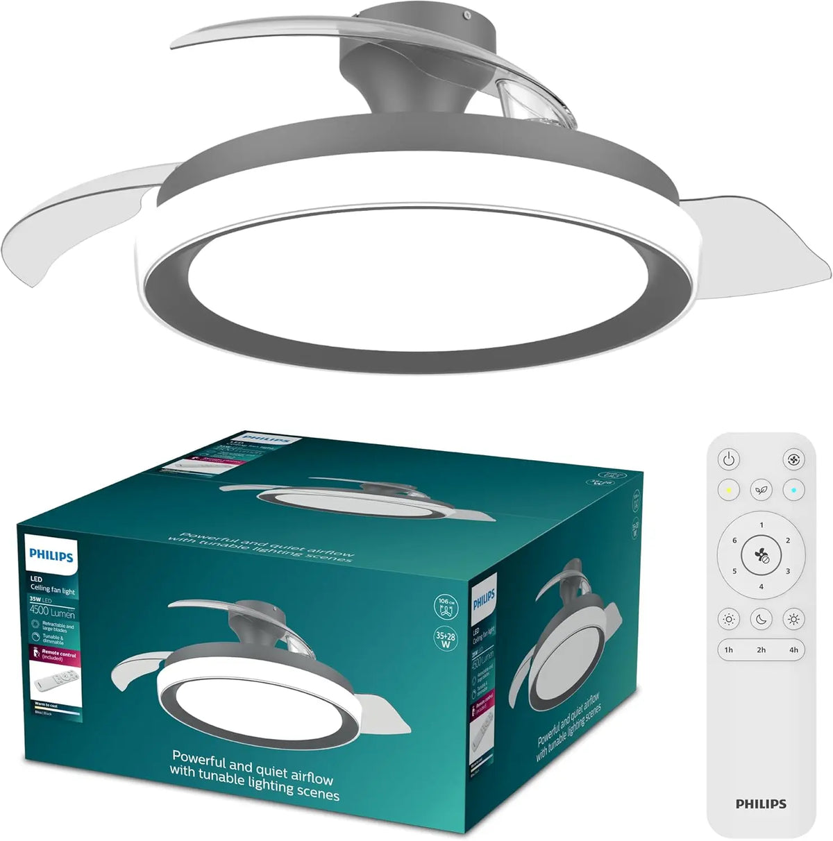 Ventilatore da soffitto Philips - colore Nero - a LED - 106 cm