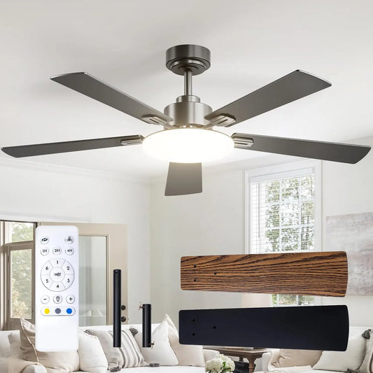 Ventilatore da soffitto Passky - colore Nero - con telecomando, a LED - 132 cm