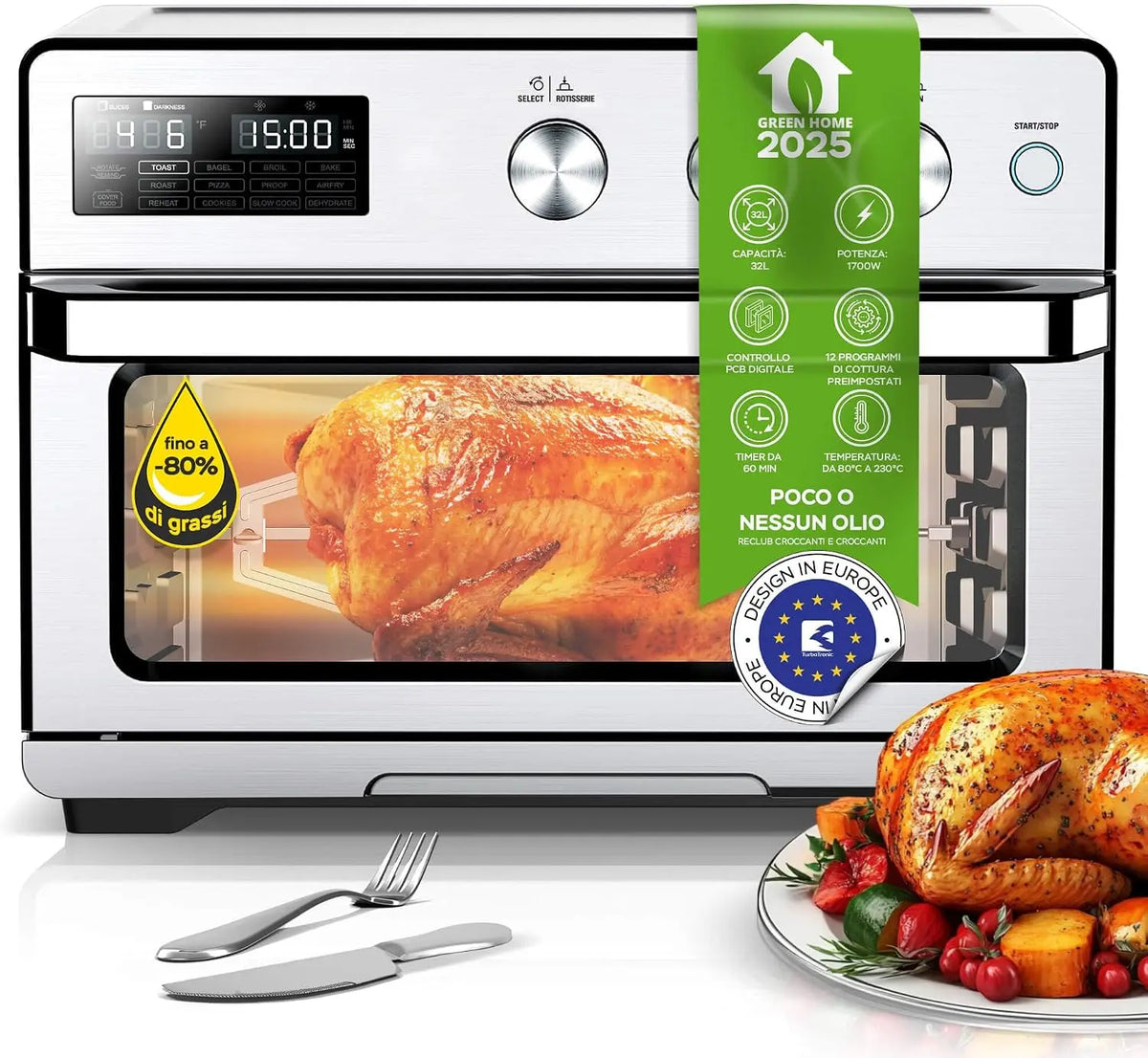 Friggitrice ad aria TurboTronic - multifunzione - 1700W, 32L