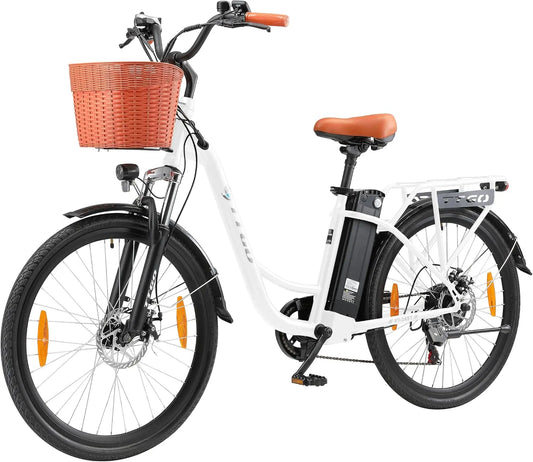 Bicicletta elettrica TTGO - colore Bianco - con display digitale - 36V, 14,5Ah, 26 Pollici